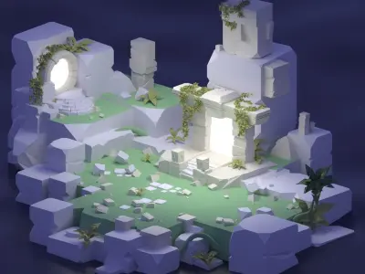 Ancient Portals - Ancient environment PART2 Low-poly 3D model