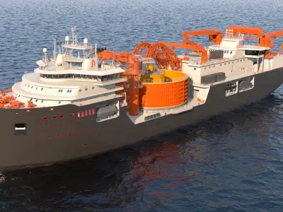 Cable Installation Vessels Black Rigged 3D model