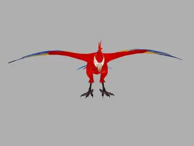 Red Parrot Low Polygon Art Bird Animal Low-poly 3D model