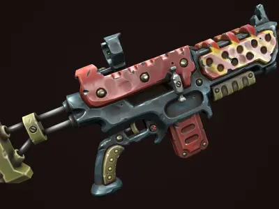 Combat assault rifle Low-poly 3D model