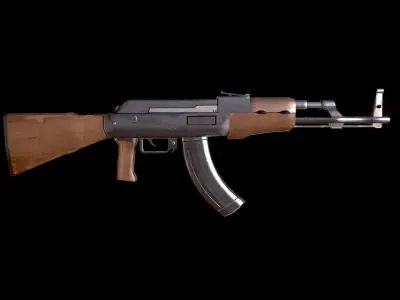 Ak-47 ak - rifle Low-poly 3D model 7