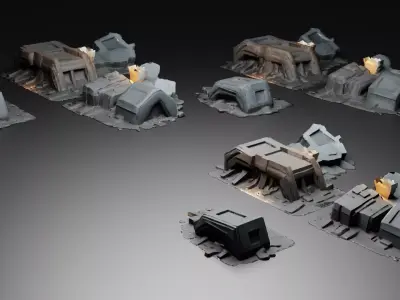 Debris04 Smoke and Sparks LowPoly LOD Low-poly 3D model