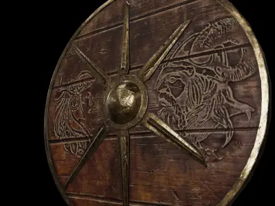 Ancient Norse shield of Jarla Viking Low-poly 3D model
