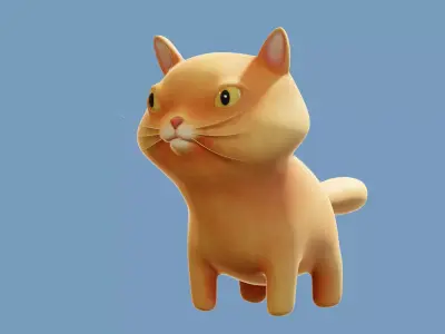 3d cartoon cat with rig Free 3D model