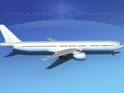 Boeing 777-300 Bare Metal 3D model
