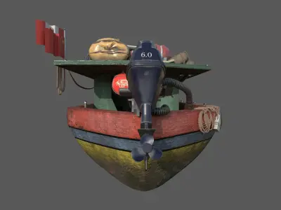 Stylized Fisherman Boat Low-poly 3D model