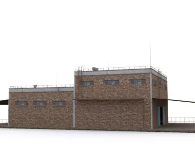Hangar brick building Low-poly 3D model
