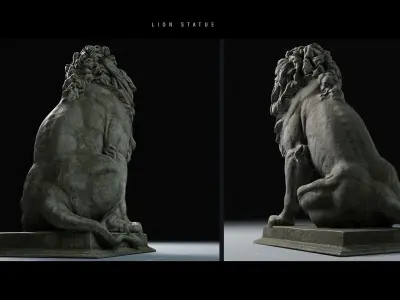 Lion Statue PBR 4K Low-poly 3D model