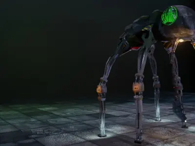 Harvester explorer insect Robot Sci-fi  Low-poly 3D model