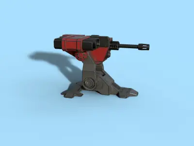 Lowpoly Turret robot Low-poly 3D model
