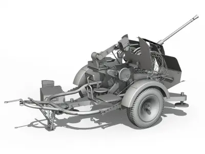 2cm Flak 38 with SD AH 51 - Trailer  3D model