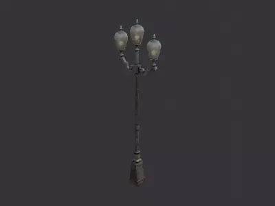Wet Street Lamp Post Exterior Model Low-poly 3D model