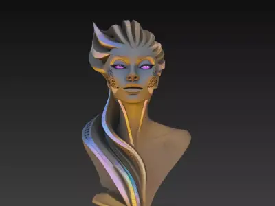 Alien Queen Bust Sci-Fi Female Sculpture STL 3D print model
