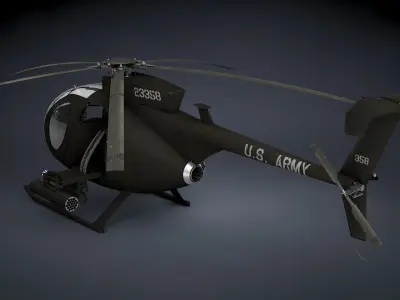 MH-6 Little Bird Gunship Low-poly 3D model