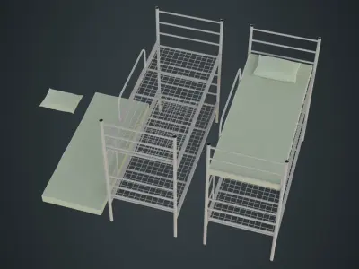 Bunk Bed 1A Low-poly 3D model