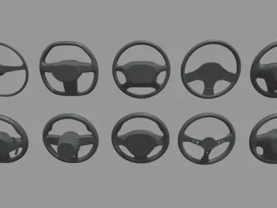 Steering Wheel Car Pack 01 Low-poly 3D model