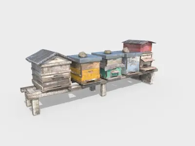 Old Bee Hives 3D model