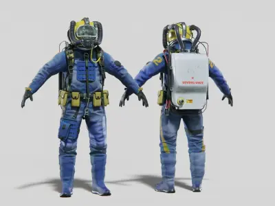 Modern Deep Sea Diving Suit Low-poly 3D model