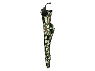Female Military Camouflage Bodysuit Outfit Low-poly 3D model