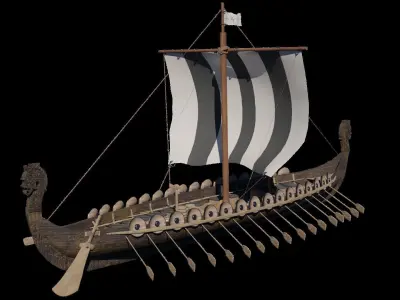 Viking Ship Drakkar Low-poly 3D model