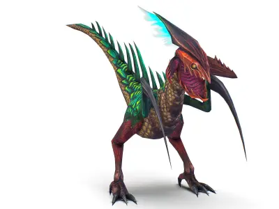 Low Poly Monster Green Alien Dino Low-poly 3D model