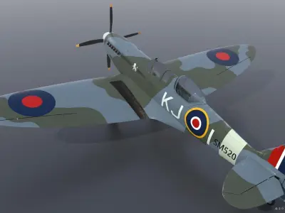 SPITFIRE TR MK9 - Not rigged Low-poly 3D model