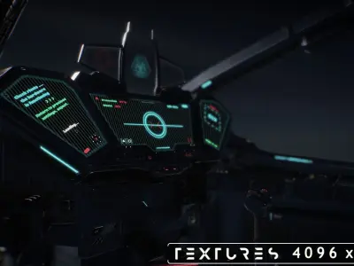 Cockpit Space Fighter Game Ready 4K Low-poly 3D model