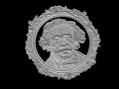Decorative Einstein Portrait Relief 3D print model