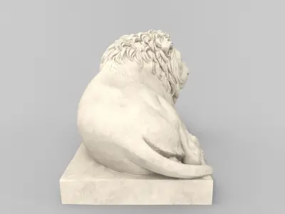 Marble Recumbent Lion 3D Model