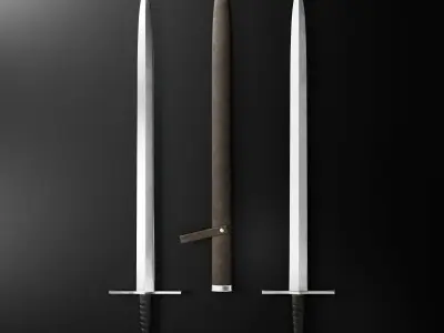Medieval Sword 05 plus old texture and sheath 3D model