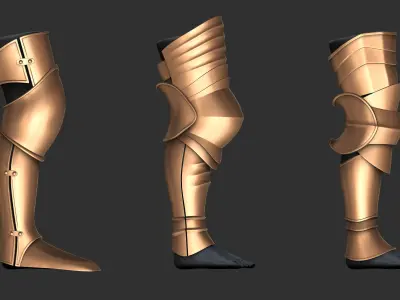 Leg Armor Highpoly and Lowpoly With UVs Vol 1 Low-poly 3D model