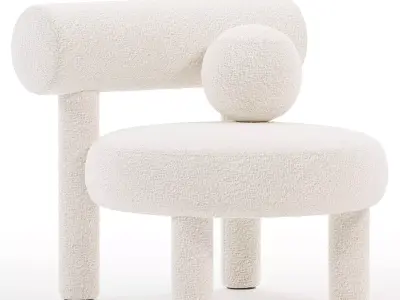 Modern Low Chair Gropius CS1 in Boucle Fabric by NOOM 3D model