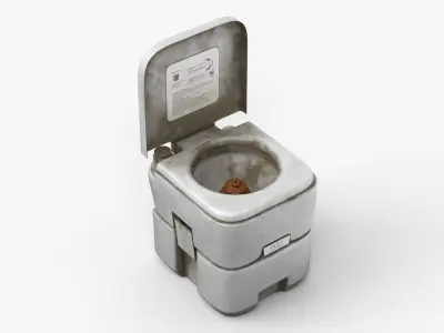 Unclean Outdoor Toilet System with Shit 3D model