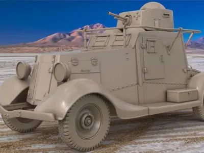 FAI M Armoured Car Clay VRay 3D model