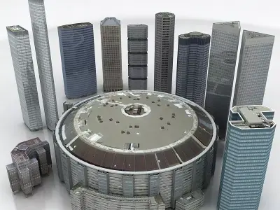 10 Buildings A Low-poly 3D model