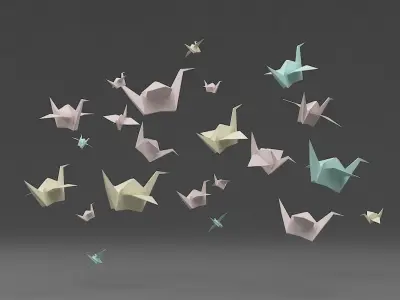 Origami Birds 3D model