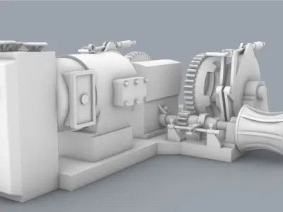 Double Drum Boat Anchor Winch Windlass ANSALDO Low-poly 3D model
