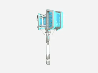 SciFi War Hammer A02 White Blue - Sci Fi Weapon Design Low-poly 3D model