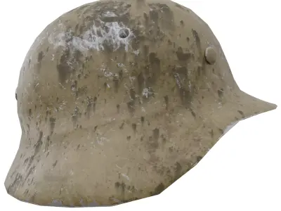German M35 Afrika Korps Helmet Damaged Low-poly 3D model