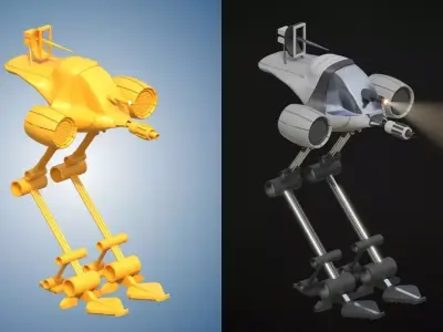 Thermatron Anti-Personnel Sci-Fi Mecha Robot Low-poly 3D model