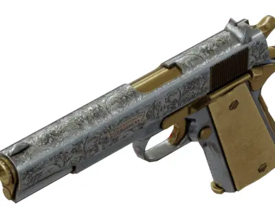 Pistol with Engravings Free low-poly 3D model