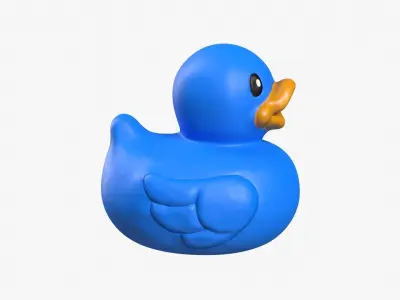Bathtub Duck in blue Low-poly 3D model