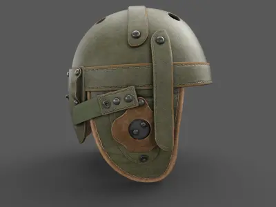 Vintage Tankers Helmet Game Ready Low-poly 3D model