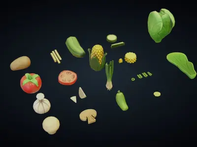 Fruits And Vegetables - Stylized Kitchen Pack - Part 14 Low-poly 3D model