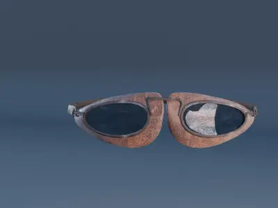 Worn Vintage Aviator Goggles Low-poly 3D model