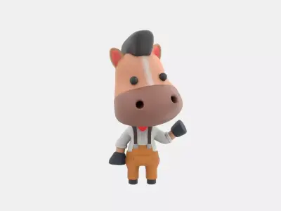 Cute Horse 3D Illustration 3D model