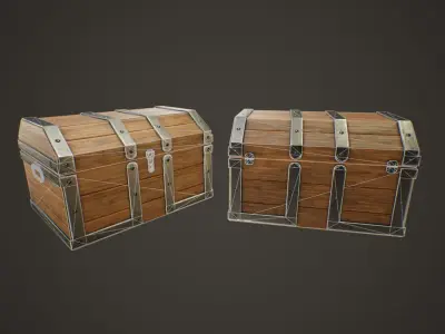 Medieval Treasure Chest - Wooden Chest II Low-poly 3D model