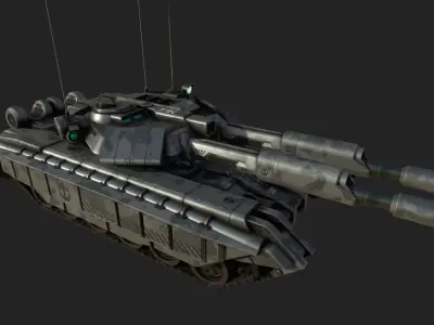 T1K Battle Tank Low-poly 3D model
