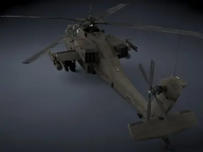AH-64A Apache Low-poly 3D model