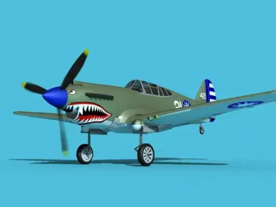 Curtiss P-40B Tomahawk V07 China Flying Tigers 3D model